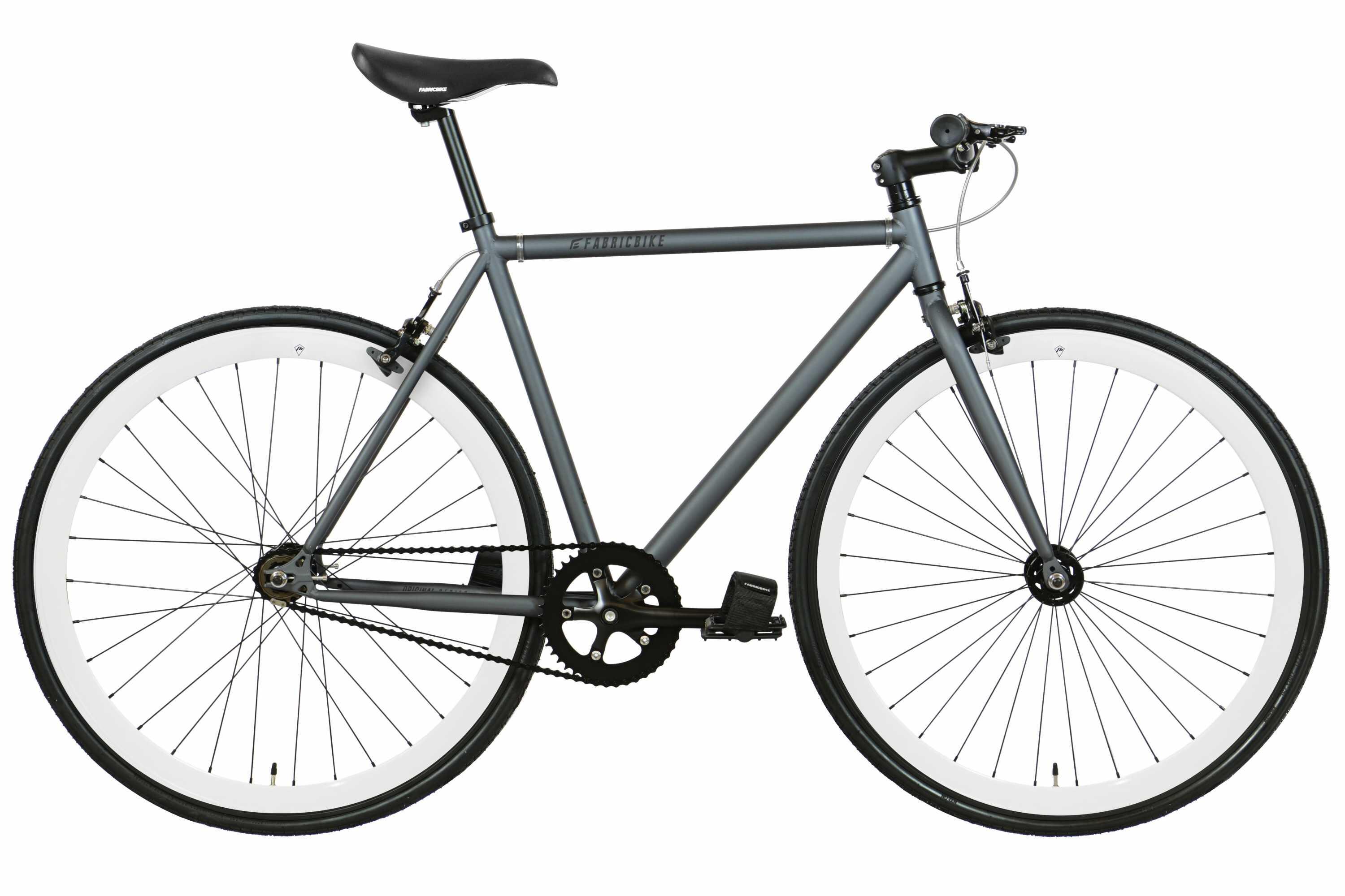 FABRICBIKE Fixie-Fahrrad Original Hi-Ten Stahlrahmen 28" - Graphite & White