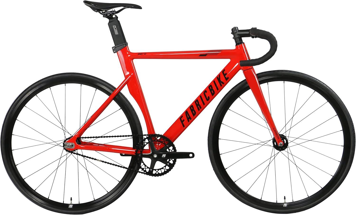 FABRICBIKE Bici Fixed Gear Aero, telaio alluminio e forcella carbonio 28" - Glossy Red