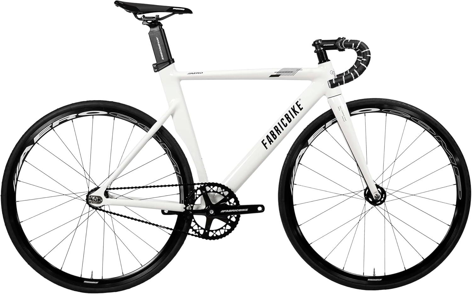 FABRICBIKE Bici Fixed Gear Aero, telaio alluminio e forcella carbonio 28" - White