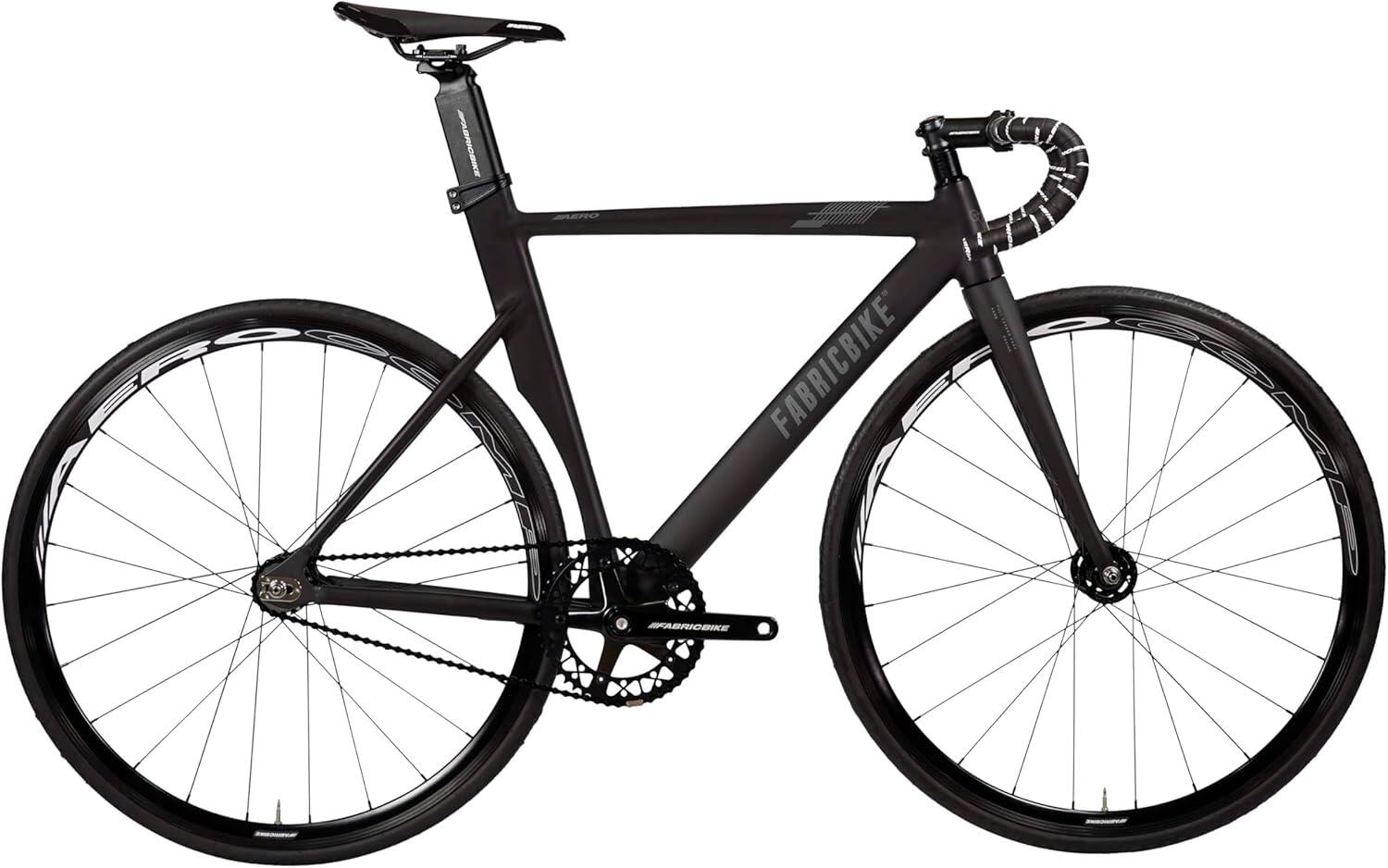 FABRICBIKE Bici Fixed Gear Aero, telaio alluminio e forcella carbonio 28" - Matte Black