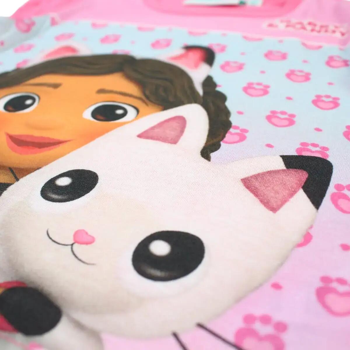 Tricou copii 100% bumbac, roz, Happy, Gabby's Dollhouse 3/3