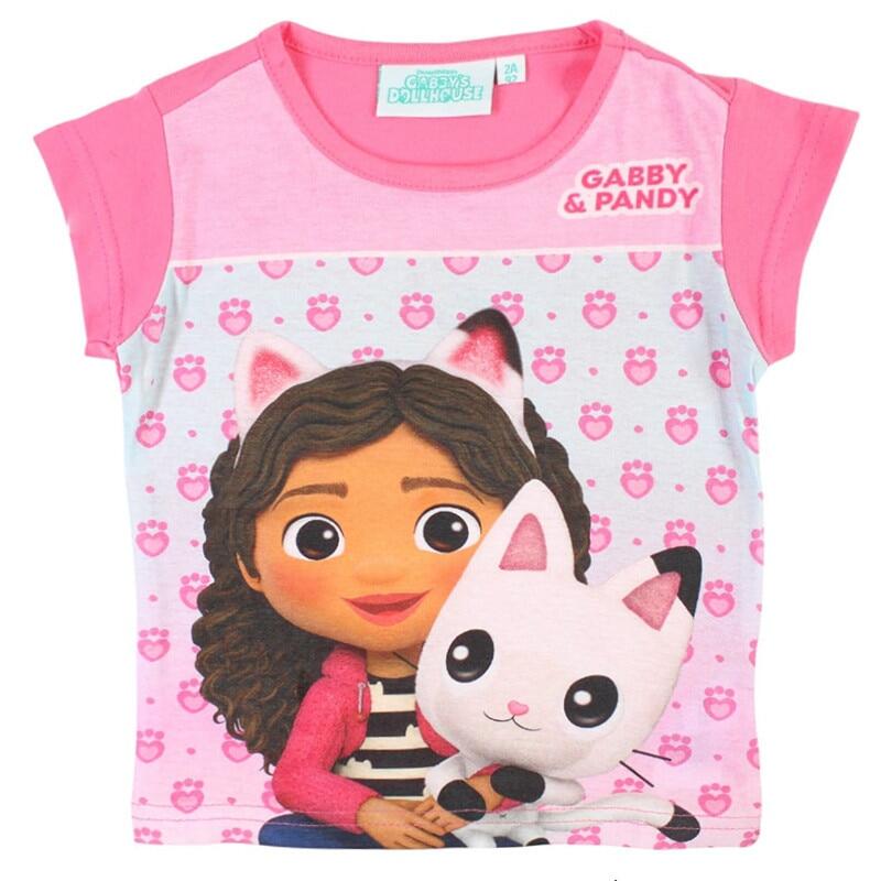Tricou copii 100% bumbac, roz, Happy, Gabby's Dollhouse