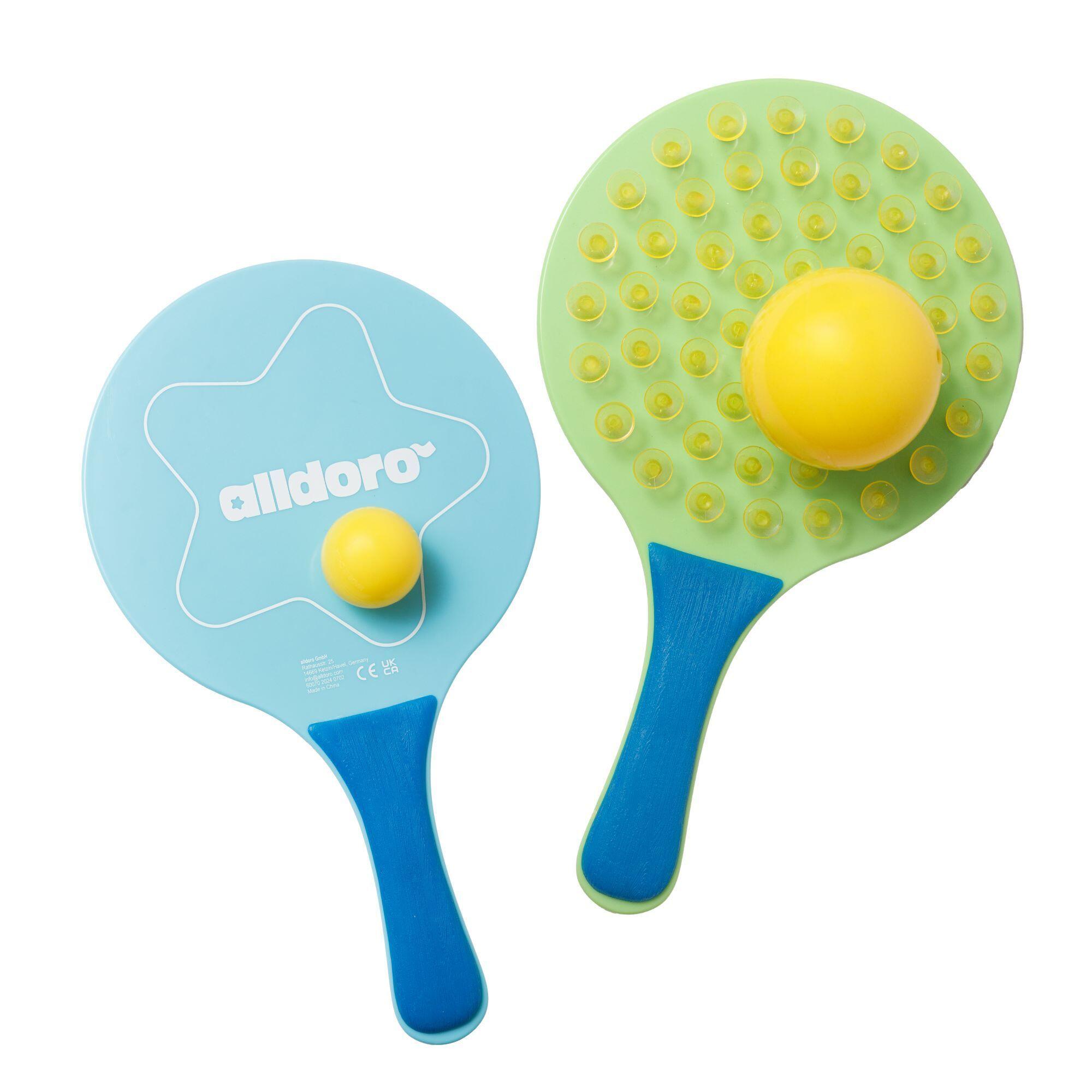 ALLDORO 2in1 Beachball-Set, Beachtennis mit Saugnapf-Schlägern für Strand & Garten