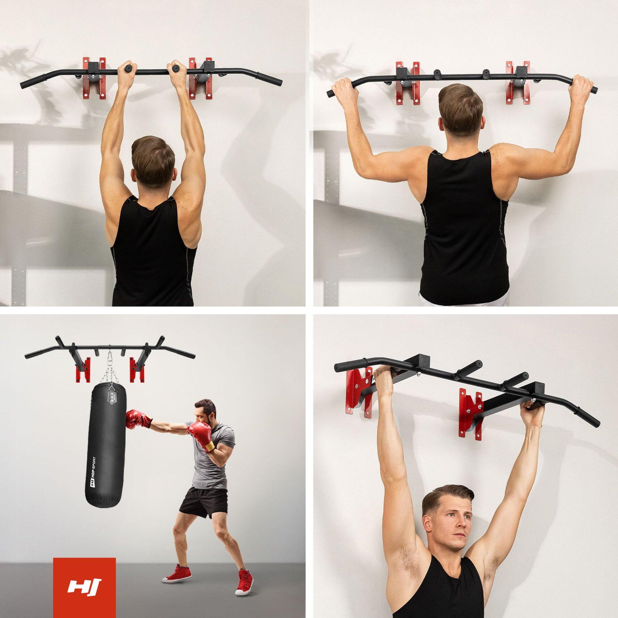 Klimmzugstange Hop-Sport HS-2006K für Decke und Wand mit Handschuhen 5/7