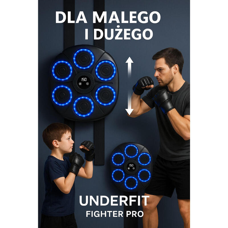 Elektroniczna tarcza bokserska UNDERFIT Fighter bluetooth z muzyką i rękawicami