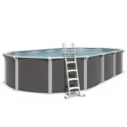 Piscine hors sol acier ovale 7,60 x 4,55 x 1,32 m anthracite OSMOSE