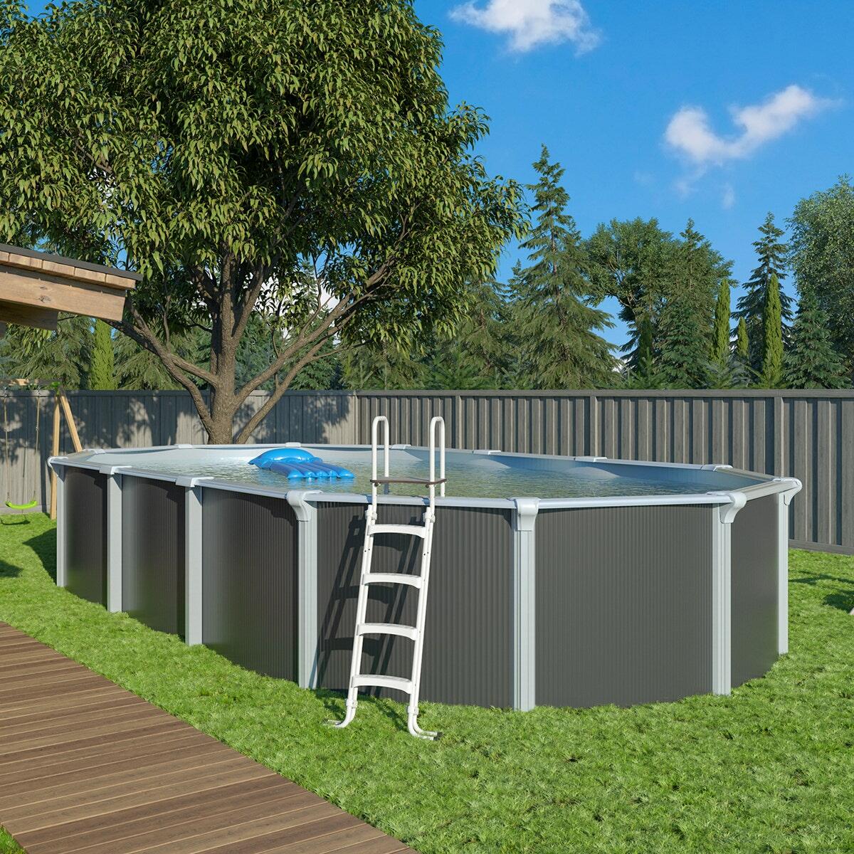 Piscine hors sol acier ovale 7,60 x 4,55 x 1,32 m anthracite OSMOSE 2/4