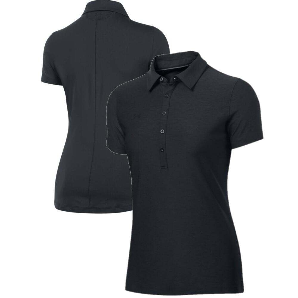 UNDER ARMOUR Under Armour Women's Polo Shirt Black Stinger Short Sleeve Polo Shirt Top