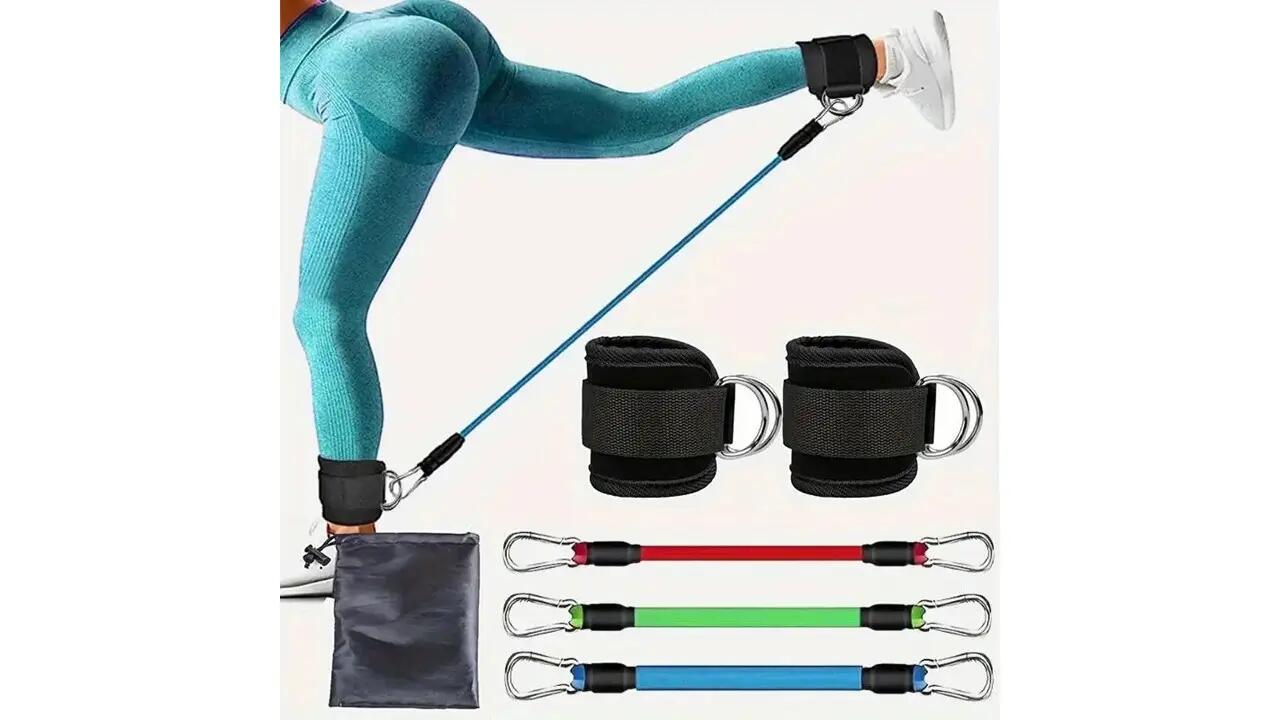 Set 3 benzi elastice cu 2 prinderi glezna, cu latex, 3 niveluri rezistenta 6/6