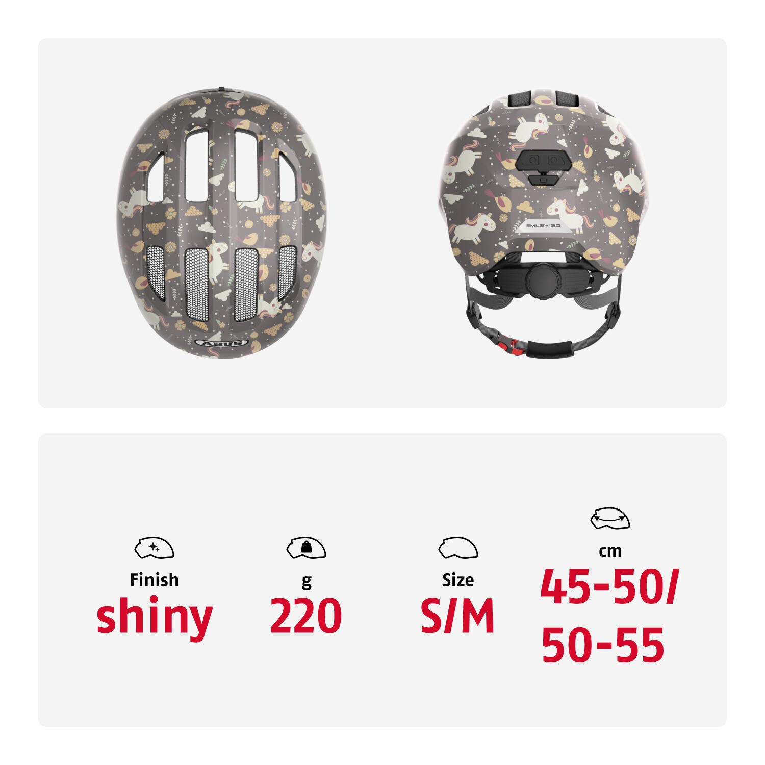 Casque de loisirs pour enfants "Smiley 3.0" grey horse shiny 5/7