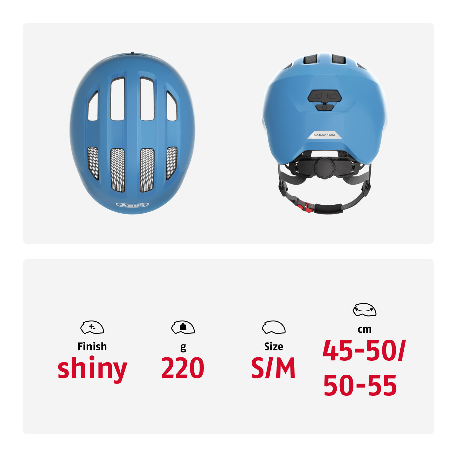 Casque Abus Smiley 3.0 pour Enfants - Brillant Bleu S 45-50cm 5/7