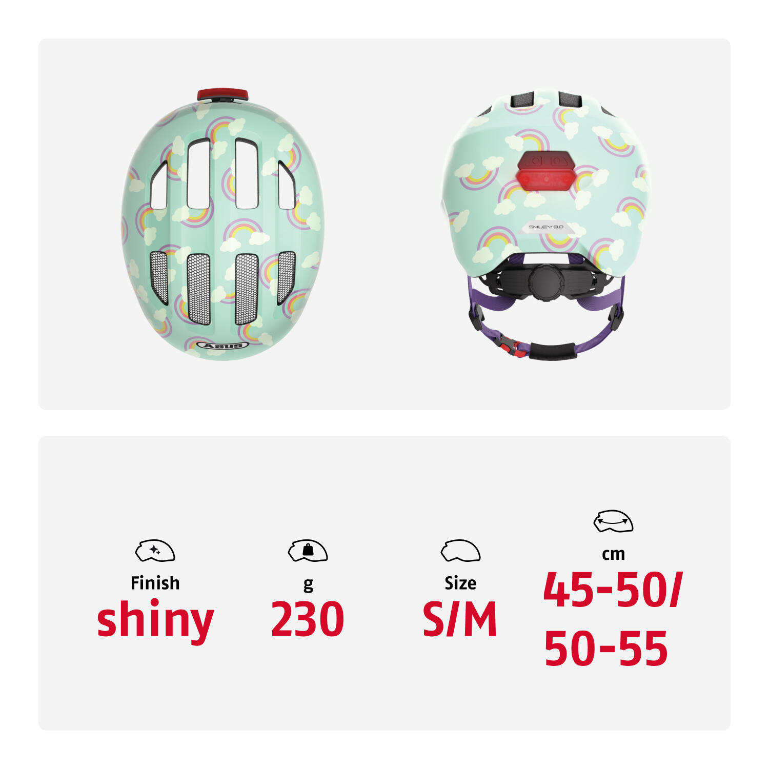 Kinderhelm "Smiley 3.0 LED" blauwe regenboog 5/7