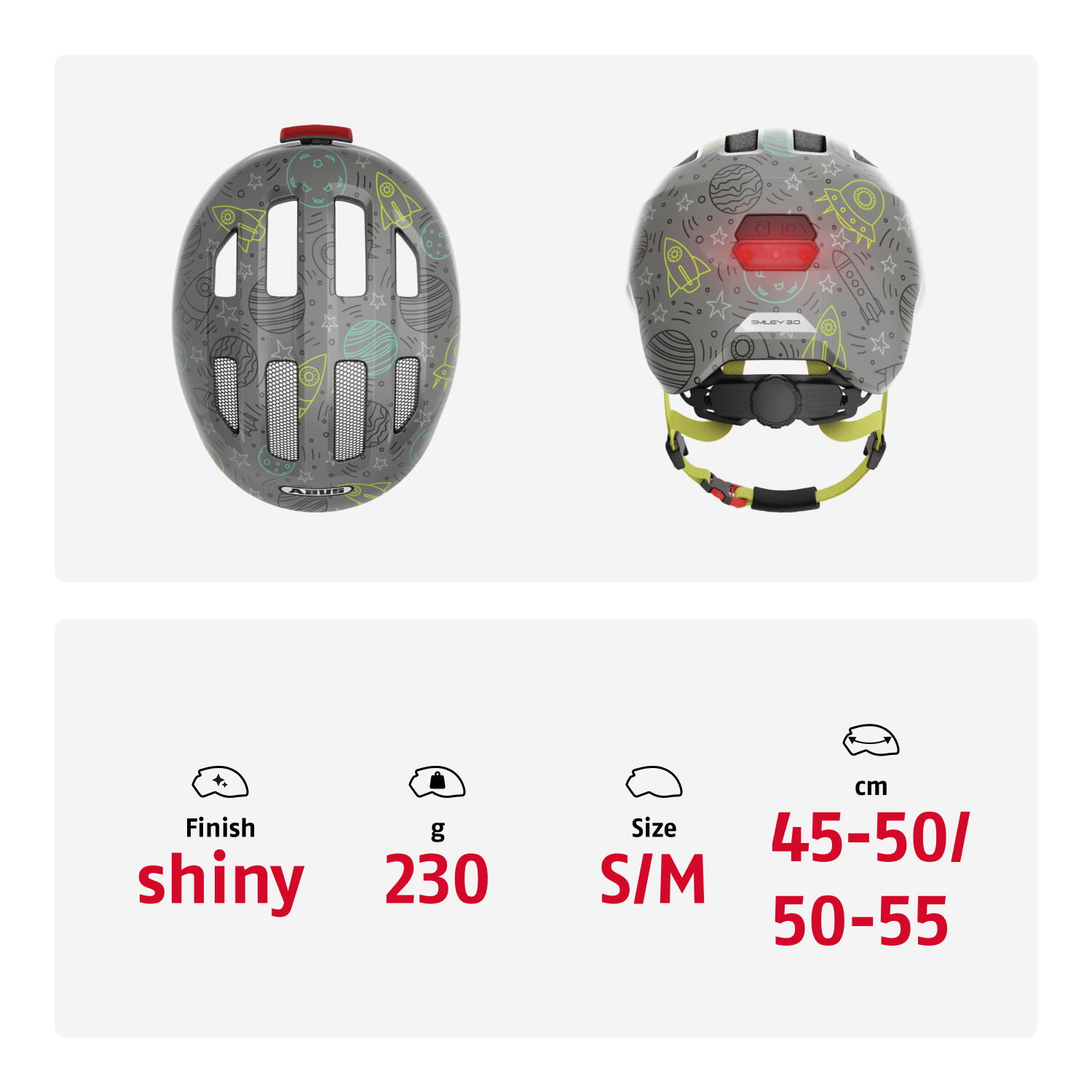 Casque de loisirs pour enfants "Smiley 3.0 LED" grey space 5/7