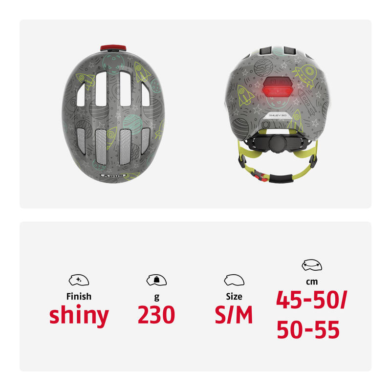 Cască protecție ABUS Smiley 3.0 LED - grey space, M 50-55 cm