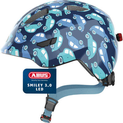 Kask Rowerowy Smiley 3.0 Led Niebieski Samochód M 50-55 Cm