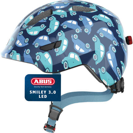 Kask Rowerowy Smiley 3.0 Led Niebieski Samochód M 50-55 Cm