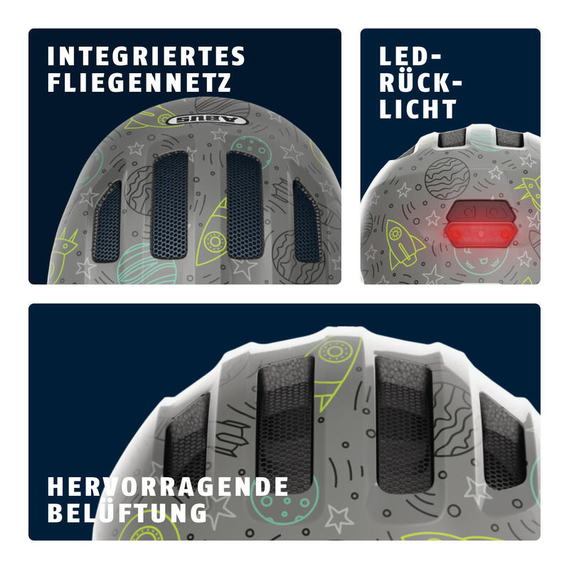 Dziecięcy kask rekreacyjny „Smiley 3.0 LED” szary space