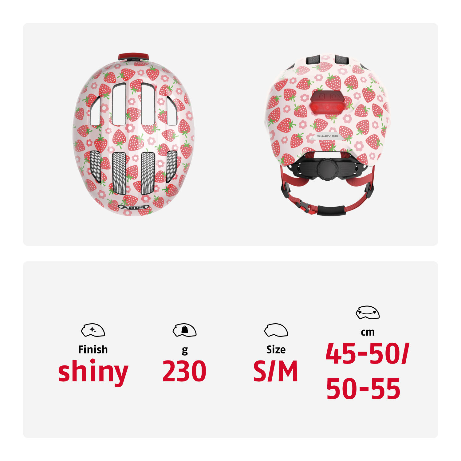 Kinder-Freizeithelm "Smiley 3.0  LED " rose strawberry 5/7