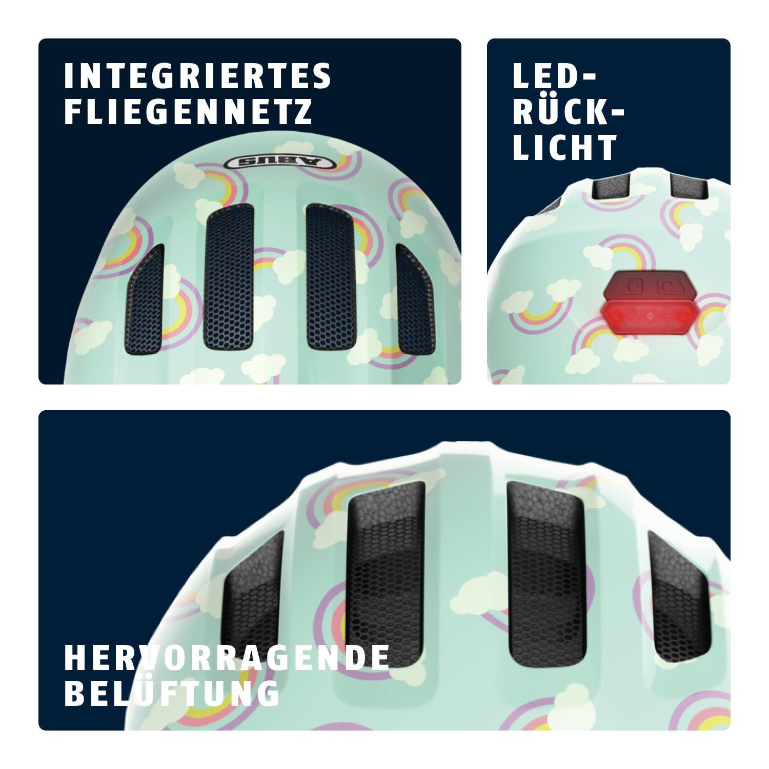 Kinderhelm "Smiley 3.0 LED" blauwe regenboog 4/7