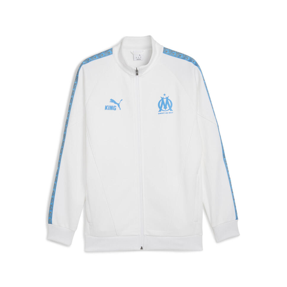 Męska kurtka Olympique Marsylia KING Anthem PUMA White Bleu Azur Blue
