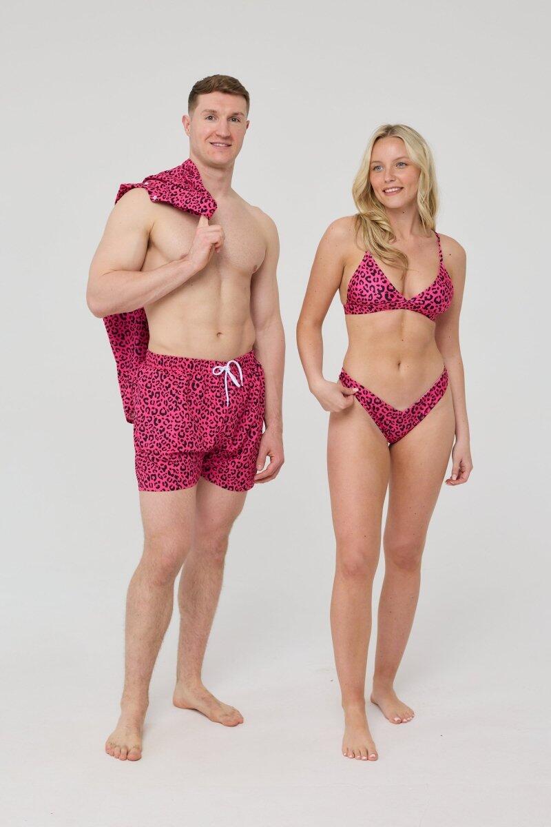Damen Schwimmen Bikini-Oberteil Push-up Pink Leopard 4/6