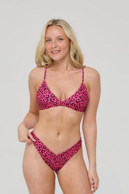 Dames zwemmen bikinitop push-up pink leopard