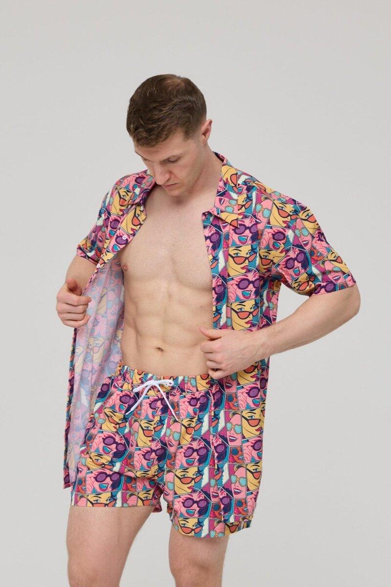 Homme Plage Chemise Manches Courtes Comic Book Candy 2/7