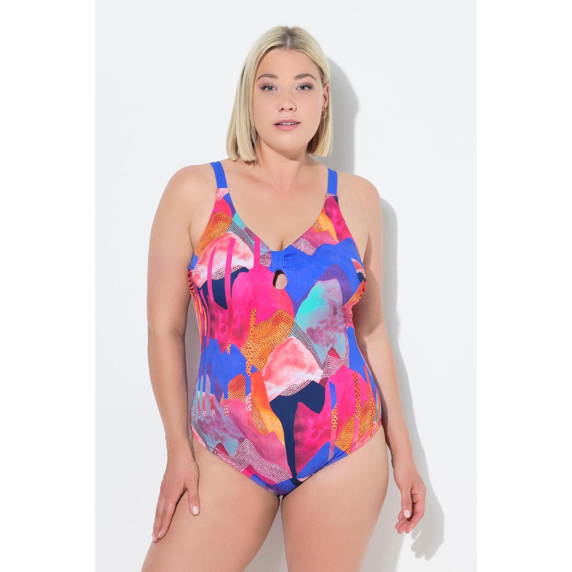 Ulla Popken - Femme Maillot De Bain À Bonnets Souples Nœud Fantaisie Matière Recyclée - Maillot De Bain 1 Pièce - Rose - 56 - Decathlon