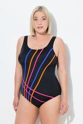Femme Maillot de bain sans bonnets souples décolleté rond bandes colorées