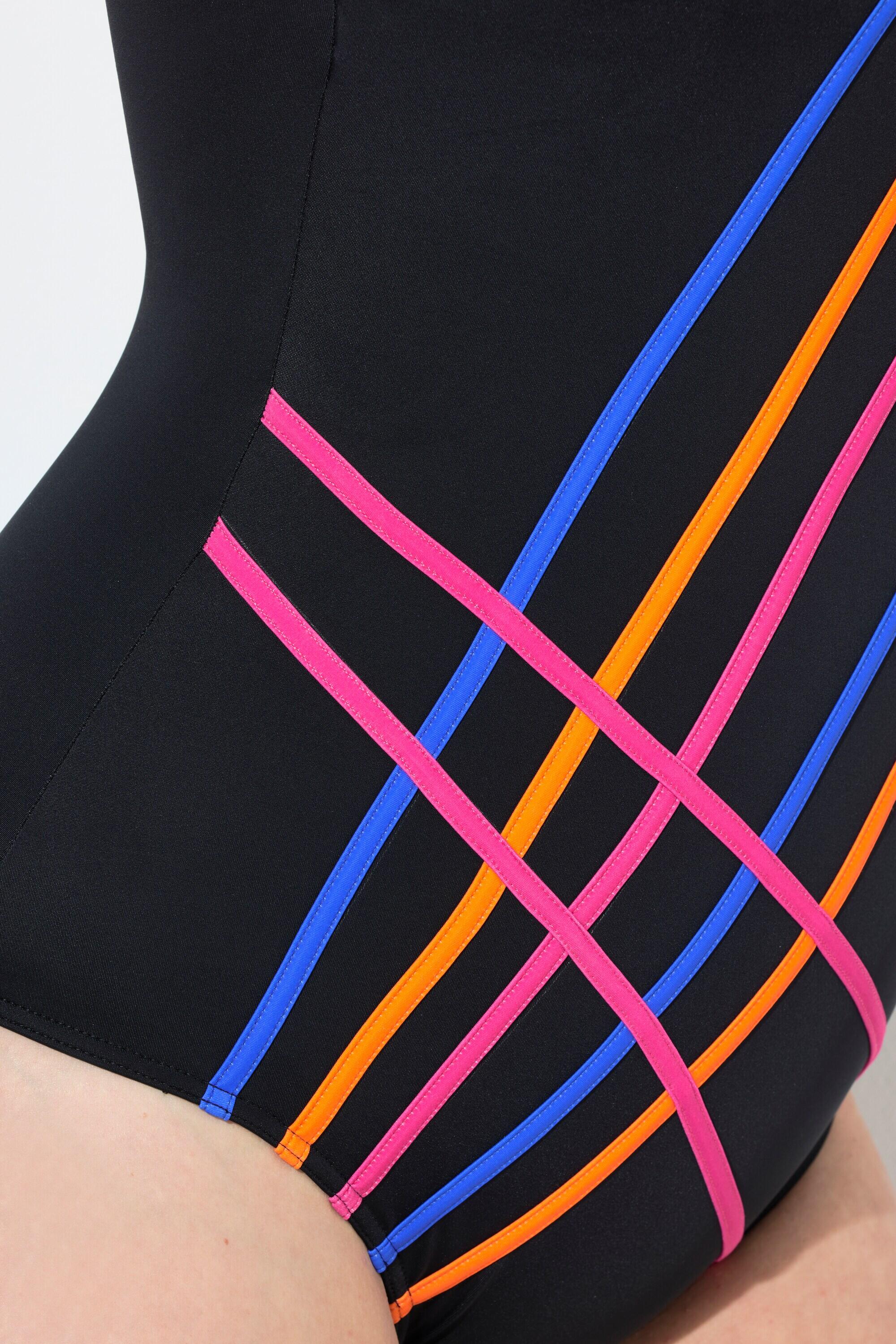 Femme Maillot de bain sans bonnets souples décolleté rond bandes colorées 4/7