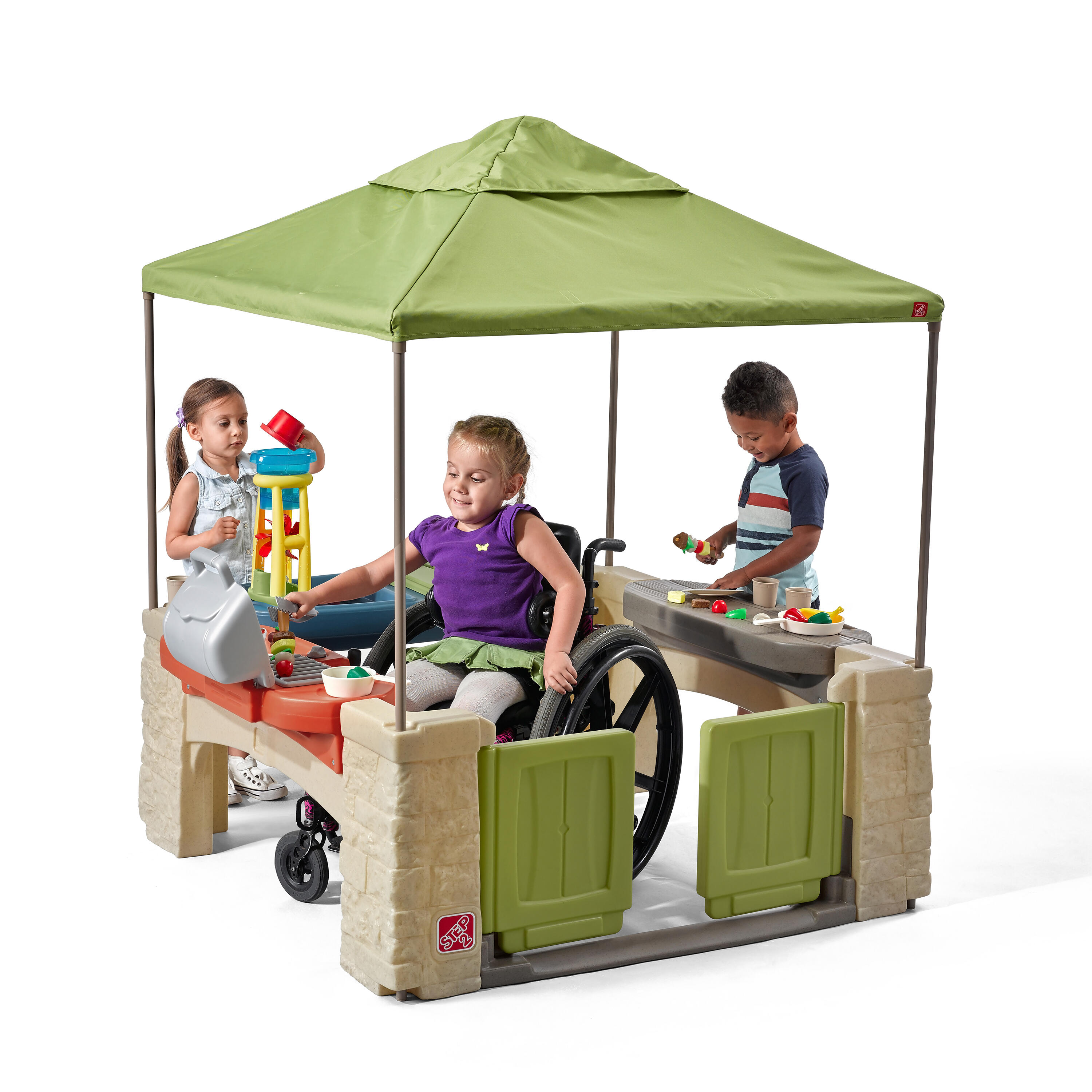 Maisonnette Plastique avec Auvent Vert, All Around 5/7