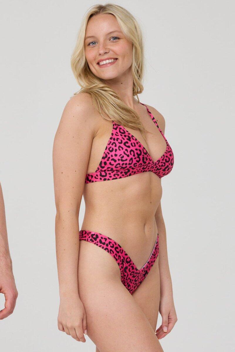 Femme Natation Bas de Bikini Coupe V Pink Leopard 2/7