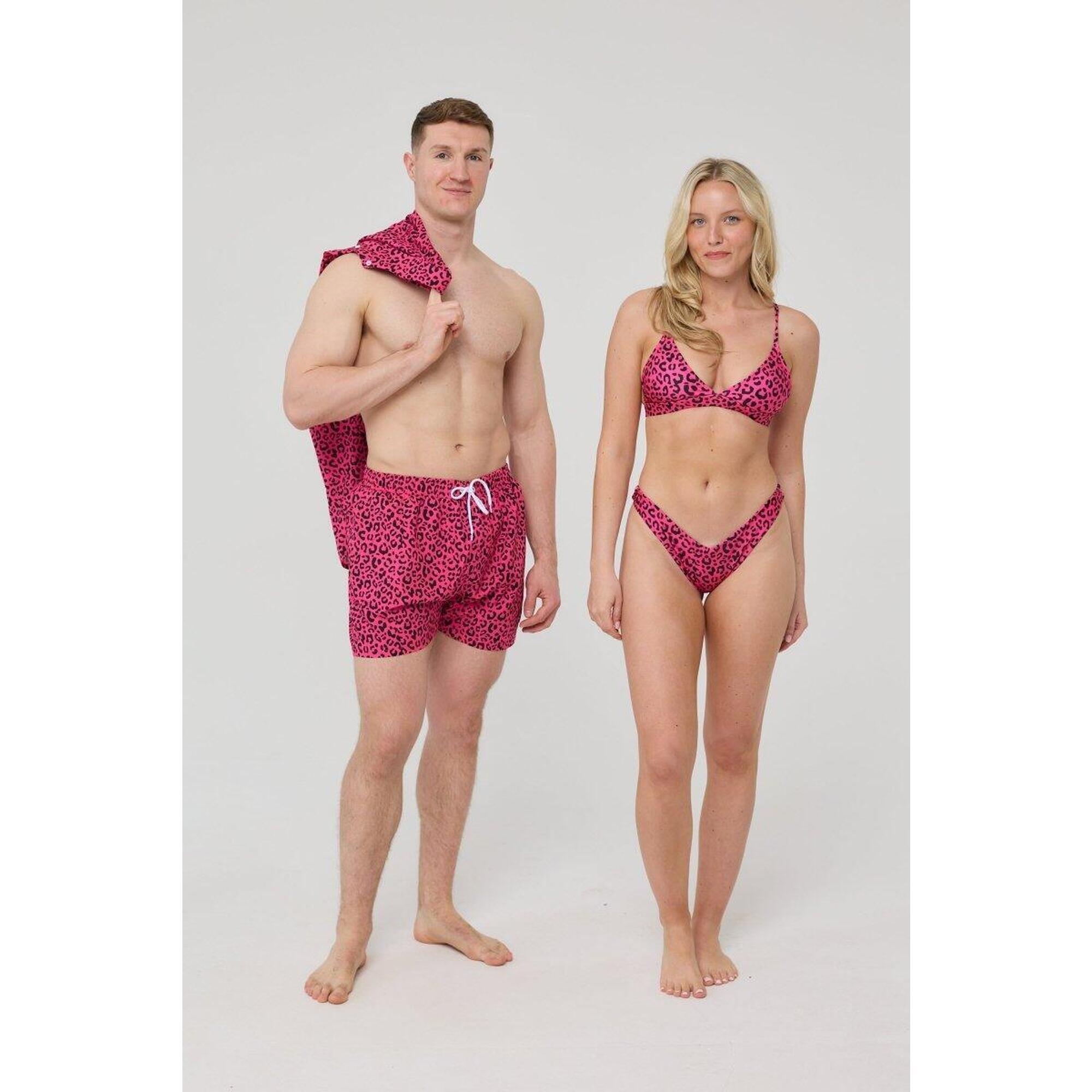 Pink Leopard Slip bikini cu tăietură în V