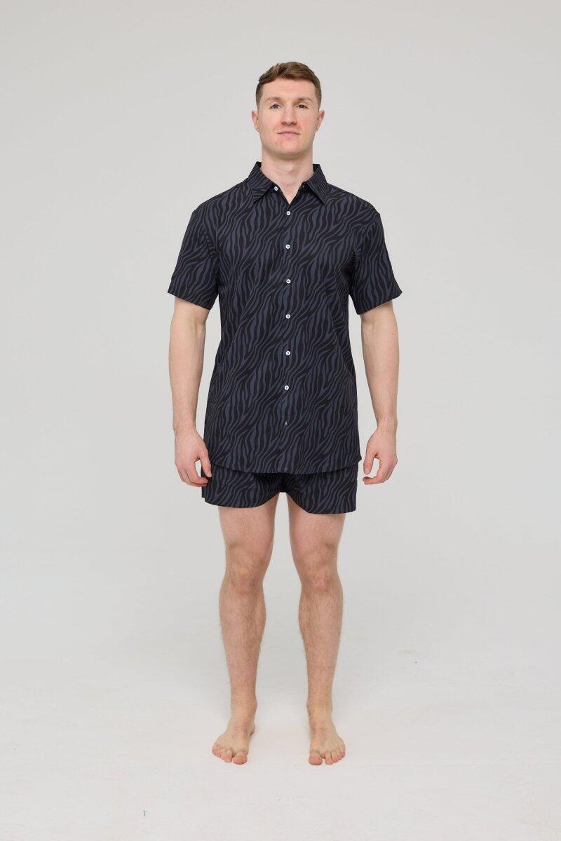 Heren Strand Kortmouwshirt Black Tiger 2/6