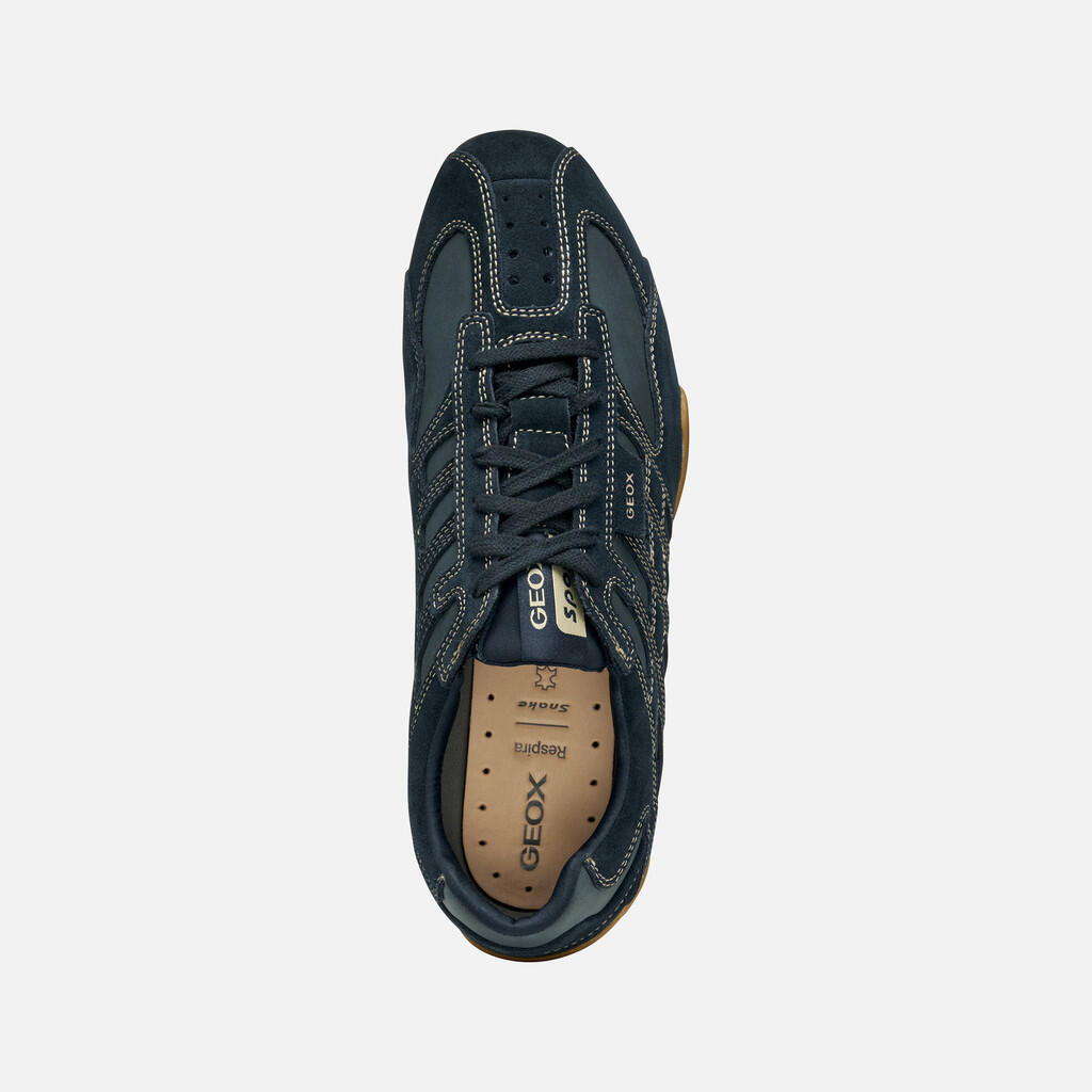 Geox U Snake Original Herren Leder Sneaker U55MNB 022EK C4002 Dunkelblau 6/7