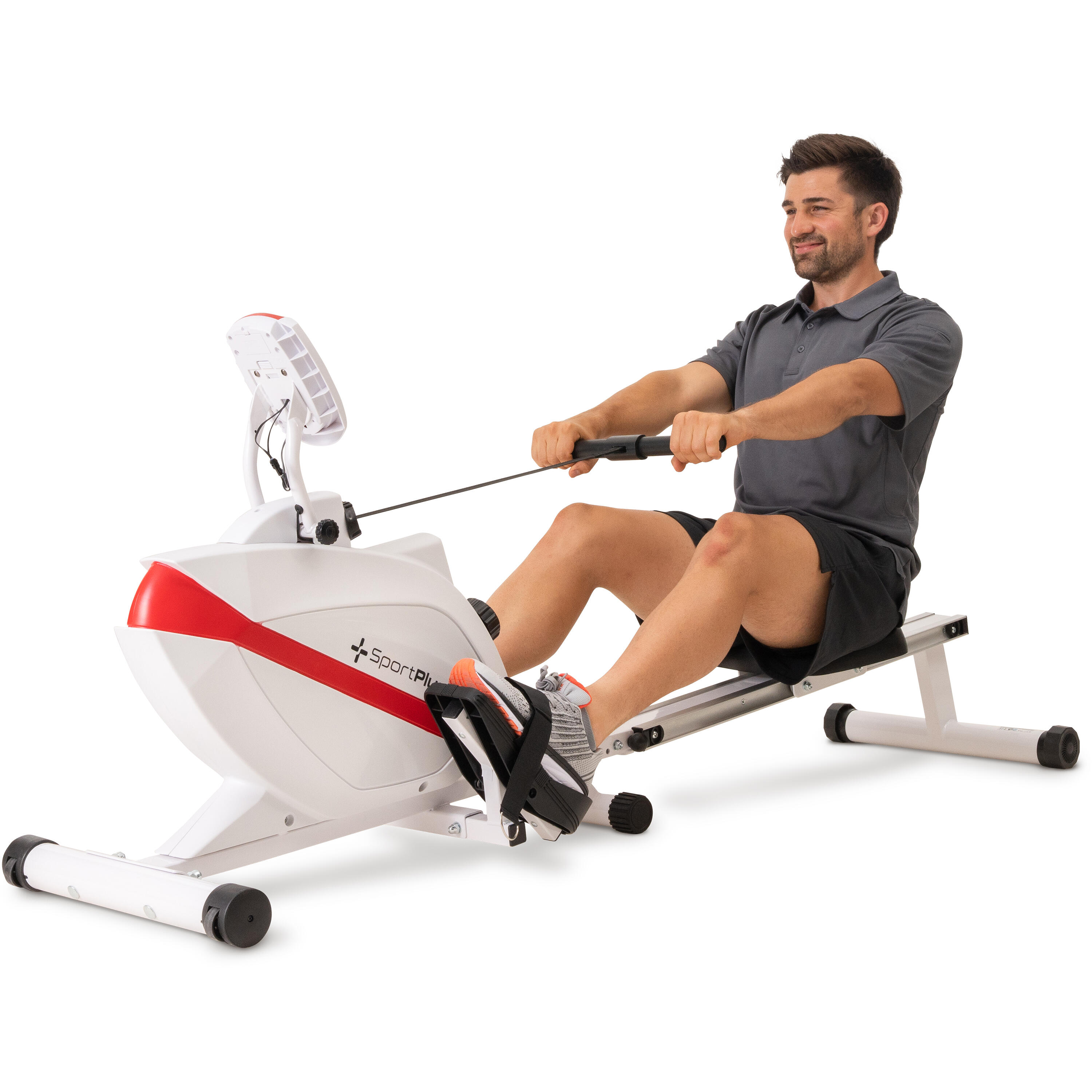 Rameur D'appartement SportPlus Avec Résistance à Air - Silencieux Et Fluide - Jusqu'à 150 Kg