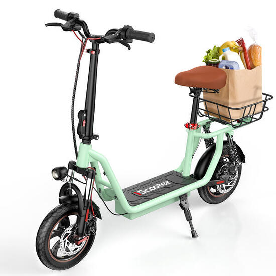 Elektrische scooter met zitting en mandje achterop iScooter i12 36V 7,5Ah accu