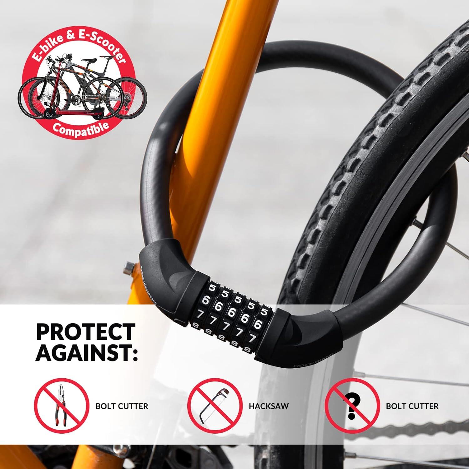 ROCKBROS Antivol Vélo à Code, Câble 5 Chiffres pour Vélo et Trottinette 2/6