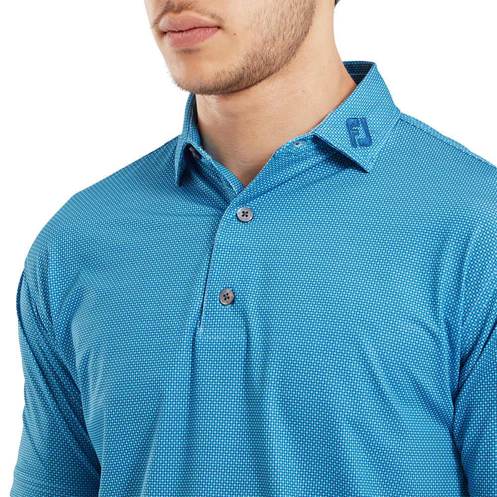 Golfpolo Heren Footjoy Octagon Print Lisle Blue Sky Maat M 5/5