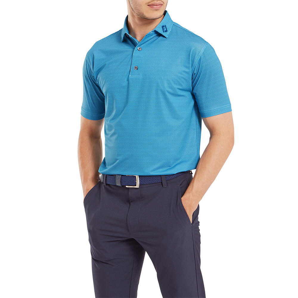 Golfpolo Heren Footjoy Octagon Print Lisle Blue Sky Maat M 3/5