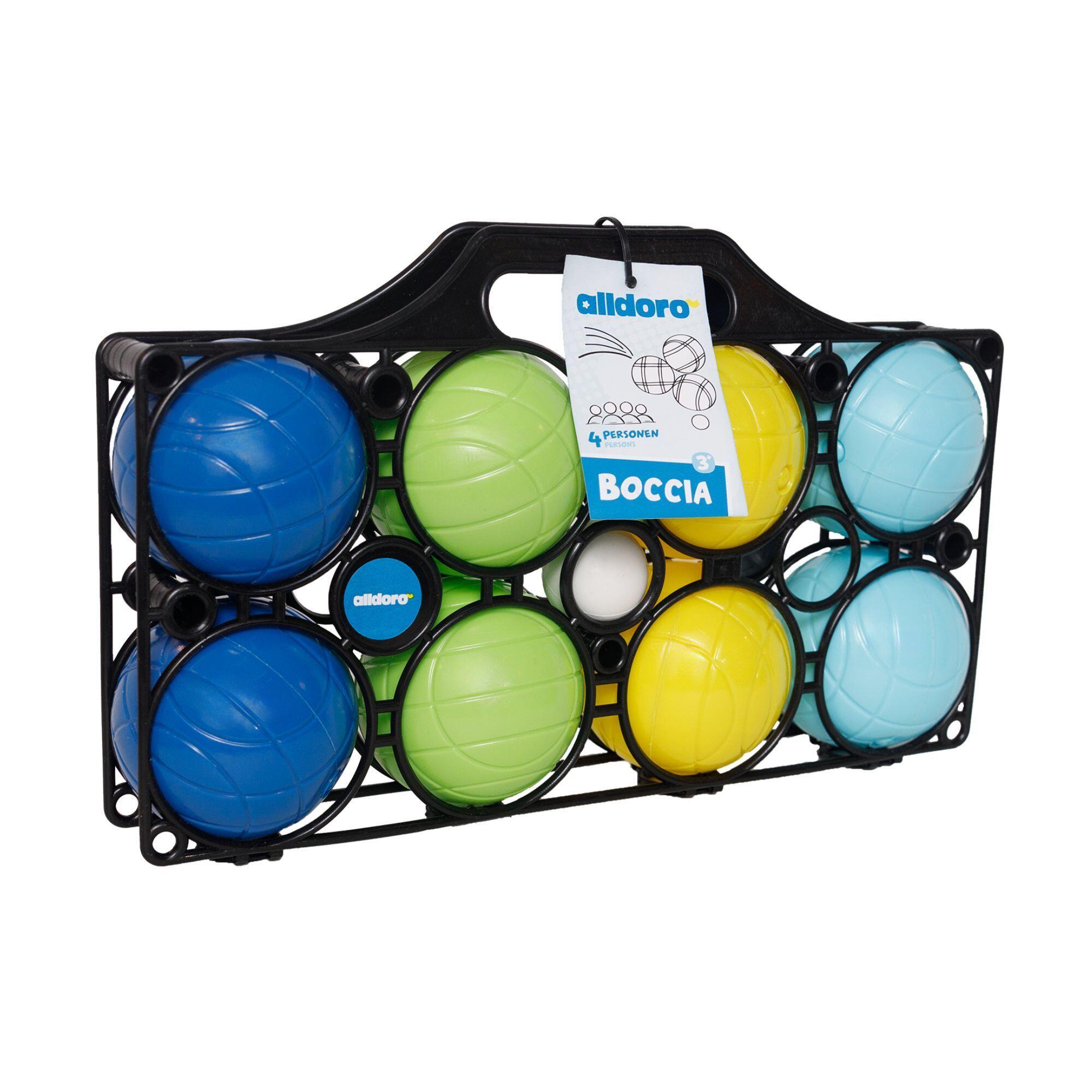 ALLDORO Boccia Set 9-teilig – buntes Wurfspiel für Kinder ab 3 Jahren mit Tragekorb