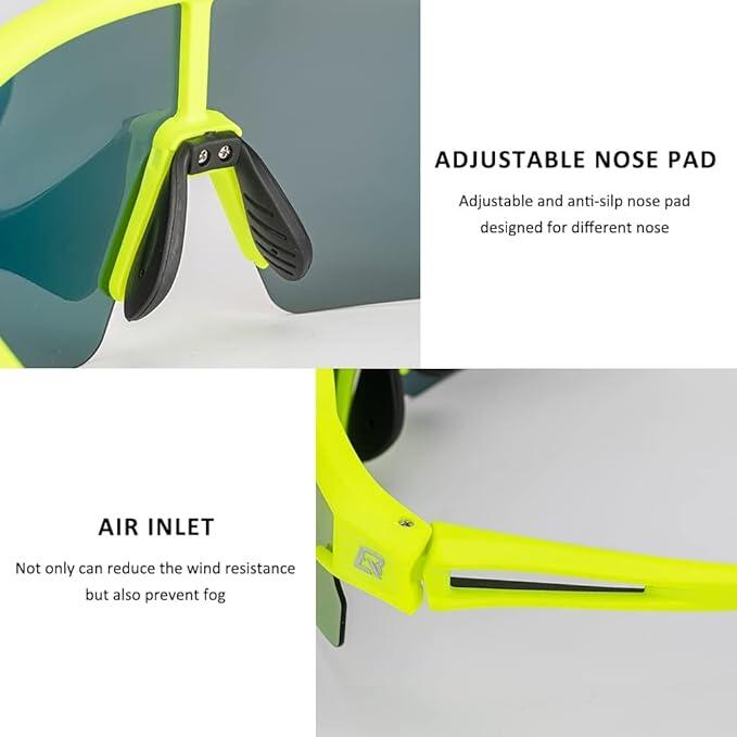 ROCKBROS Lunettes De Soleil Photochromiques Hommes Vélo - Demi-Monture Polarisées Sport VTT Pêche Running, Branches Souples & Ultra Légères
