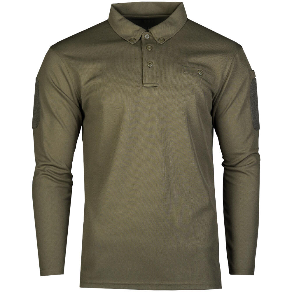 Mil-Tec Long Sleeve Quick Dry Polo Shirt Olive MIL TEC Decathlon