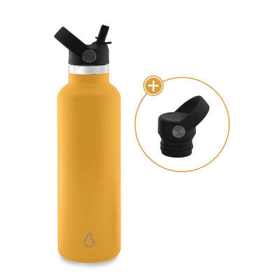 Go waterfles rvs okergeel 710 ml - dop met rietje