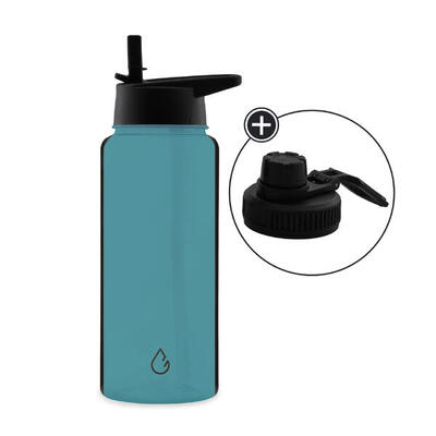 Move waterfles lagoon transparant 1 liter - dop met rietje en sportdop