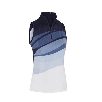 Mouwloze dames callaway golf polo gradient wave print peacoat