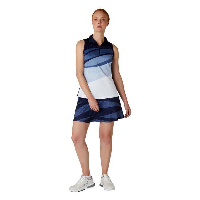 Mouwloze Dames Callaway Golf Polo Gradient Wave Print Peacoat 3/5