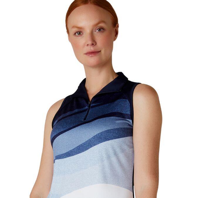 Mouwloze Dames Callaway Golf Polo Gradient Wave Print Peacoat 4/5