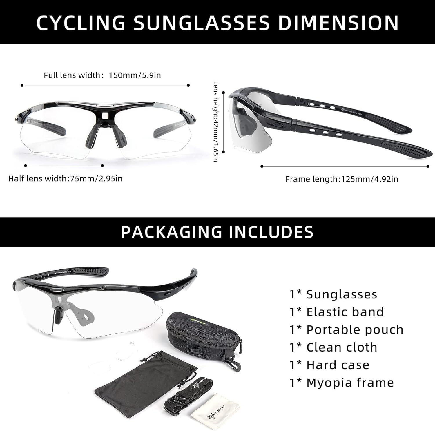 ROCKBROS Fietsbril Racefiets MTB Photochromatisch voor Dames en Heren 6/6