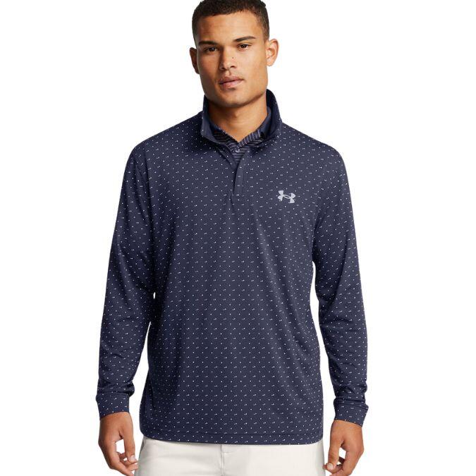 Under Armour Heren Playoff Printed 1/4 Zip Navy Wit Steel Maat XL 3/4